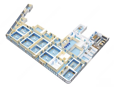 现代医院鸟瞰图3D模型下载